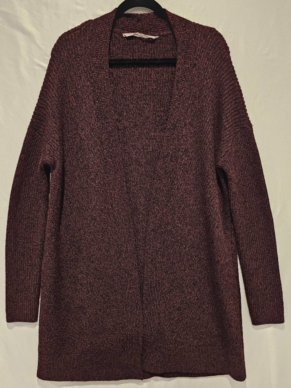 Athleta Chevron Shaker Stitch Wrap Cardigan Sweater Women's M Burgundy Black